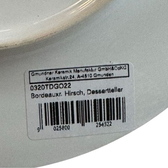 Bordeaux Wine Red Deer Gourmet Breakfast Plate 8 5/8” Gmundner Keramik Rare NWT - Picture 7 of 10